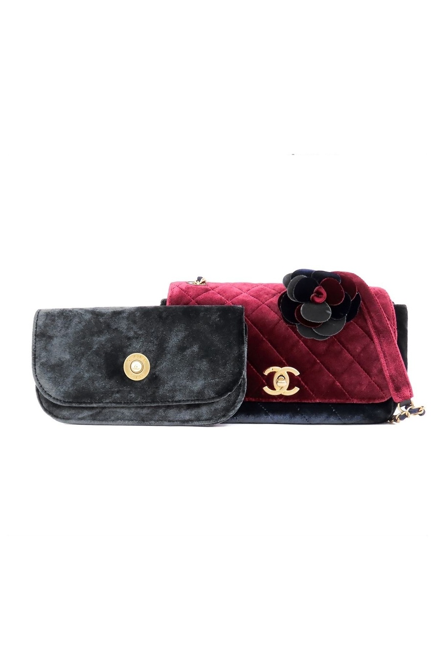 Chanel CC Logo Flap Bag Chain Bordeaux Navy Black Gold Silver Velour Camellia